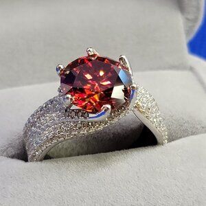 5.0 Carat Red Moissanite Ring